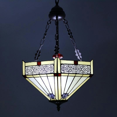 Black Lighting Chandeliers 3 Lights Geometric Tiffany Pendant Lights