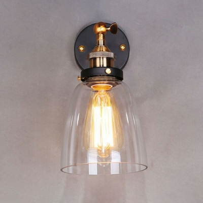 Clear Glass Shade Wall Sconce Lighting Single Bulb Sconce Light Fixture