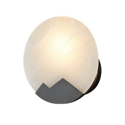 Contemporary Round Stone Wall Lamp 1 Light Stone Wall Light for Bedroom