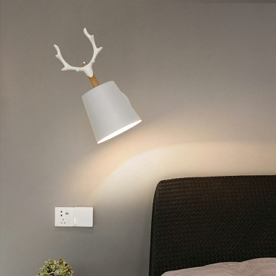 Contemporary Wall Sconce Metal & Wood 1-Bulb Wall Mounted Light Fixture