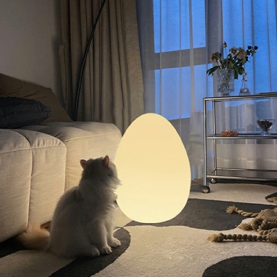 Egg Shape Floor Lamp Single Bulb Contemporary Style Floor Lighting in White