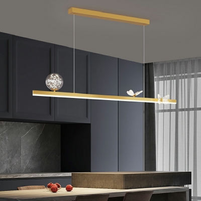 Linear LED Island Pendant Lights Metal Minimalism Suspension Light for Dinning Room