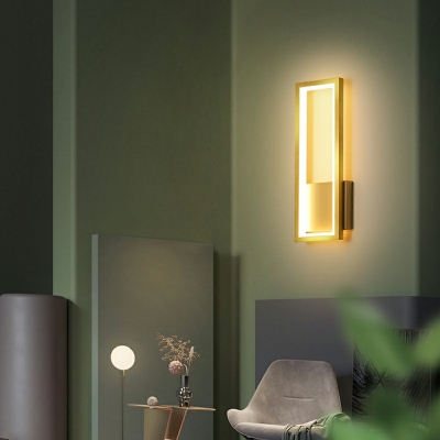Minimalistic Wall Light Sconce Rectangular Metal LED Wall Mounted Light Fixture