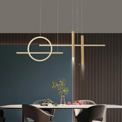 Modern LED Linear Island Lighting Fixtures Minimalism Hanging Ceiling Lights for Living Room