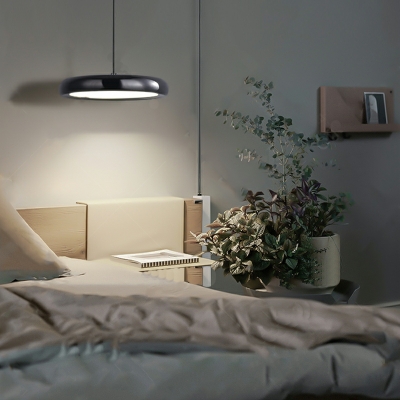 Nordic Long Line Single Pendant LED Simple Black Hanging Lamp for Bedroom