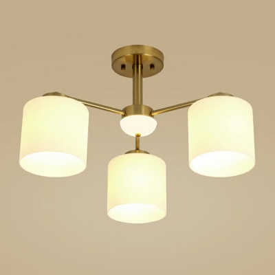 Sputnik Chandelier Lamp Cylinder White Glass Chandelier Light for Living Room