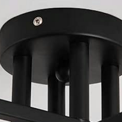 Vintage Flush Mount Ceiling Chandelier Black Industrial Semi Flush Mount Light for Bedroom