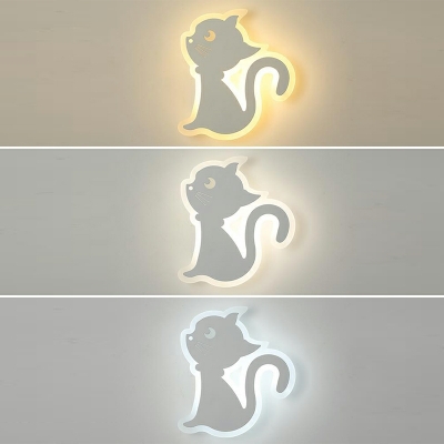 White Cat-Like Wall Sconce Lighting LED with Acrylic Shade Wall Mounted Light Fixture