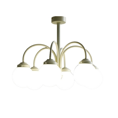 White Glass Chandelier Lighting Fixtures Industrial Vintage Suspension Light for Living Room