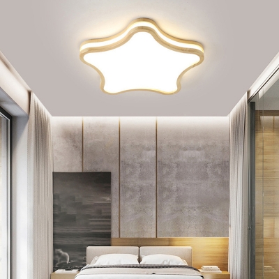 Wood Flush Mount Lighting Fixture LED with Acrylic Shade Flush Ceiling Light