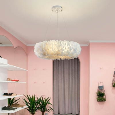 Ceiling Light Modern Style Feather Suspension Light for Living Room