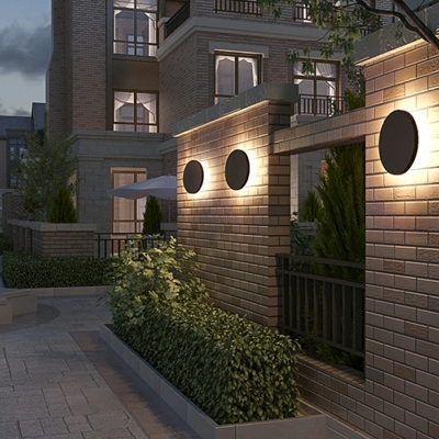 Contemporary Stone Wall Lamp 1 Light Round Outdoor Wall Light