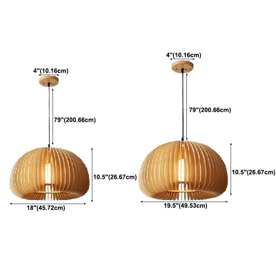 Drum Wood Ceiling Pendant Lamp 1 Light Minimalism Suspension Pendant for Dinning Room