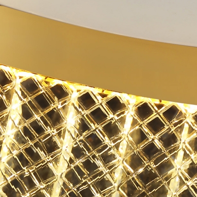Golden Flush Mount Lighting LED with Crystal Shade Flush Mount Chandelier Lighting