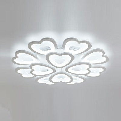 Heart Shape Flush Mount Light Fixture with Acrylic Shade Flush Mount Lighting in White