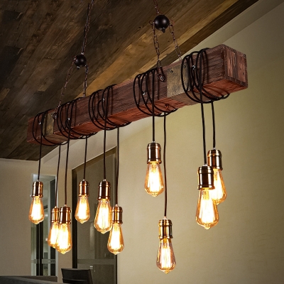 Island Light Industrial Style Wood Island Lighting Fixtures for Living Room