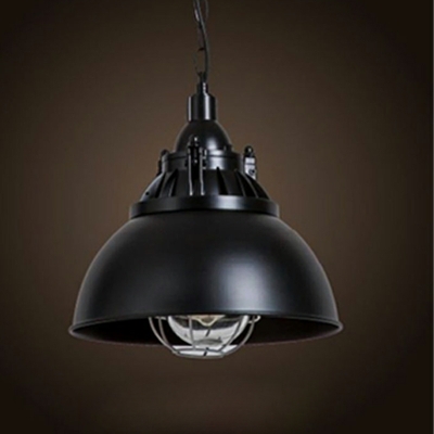 Metal Dome Pendant Light Fixture Industrial Style 1 Light Pendant Light in Black