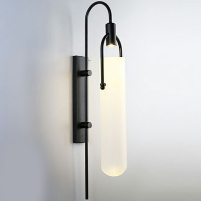 Modern Long Wall Lamp 1 Light White Glass Wall Light for Bedroom
