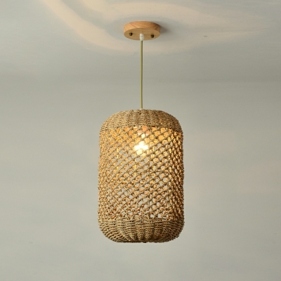 Modern Pendant Lighting Bamboo Weaving 1 Light Hanging Lamp for Dining Room