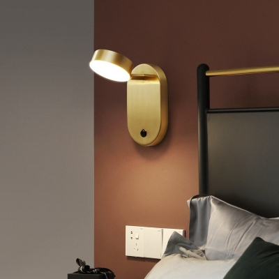 Modern Rotatable LED Flush Mount Wall Sconce Brass Wall Lamps for Bedside Reading