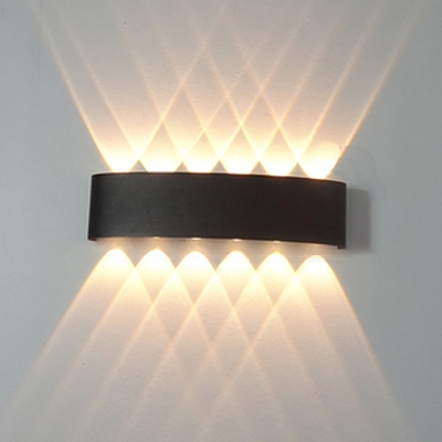 Modern Style Half-Cylinder Wall Light Sconce Metal 8-Lights Wall Sconces in Black