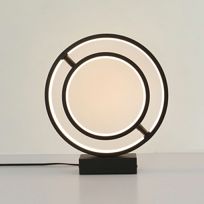 Modern Style Table Lamp 2 Light Metal Circle Table Lamp for Bedroom