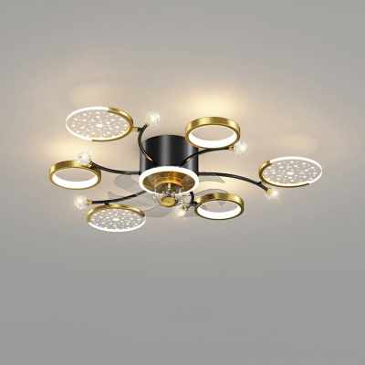 Round Shade Flush Mount Fan Light Children's Room Style Acrylic Flush Mount Fan Lights for Living Room