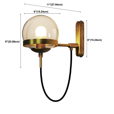 1-Light Sconce Light Fixtures Industrial Style Globe Shape Metal Wall Mount Lighting