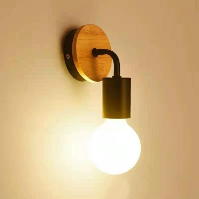 1-Light Wall Mounted Lamps Minimalism Style Exposed Bulb Shape Metal Sconce Lights