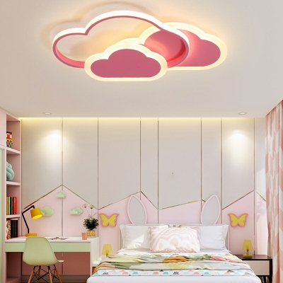 3-Light Ceiling Lamp Kids Style Cloud Shape Metal Flush-Mount Light Fixture