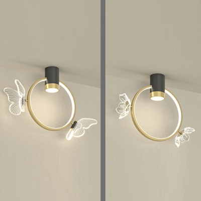 4-Light Close To Ceiling Chandelier Kids Style Ring Shape Metal Flush Mount Light