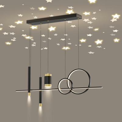 7-Light Island Lighting Contemporary Style Round Shape Metal Ceiling Lights