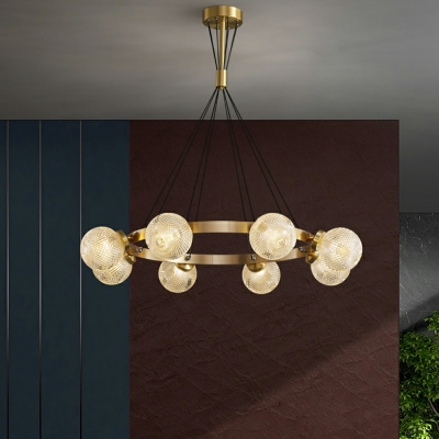 American Style Copper Chandelier Postmodern Glass Chandelier for Living Room