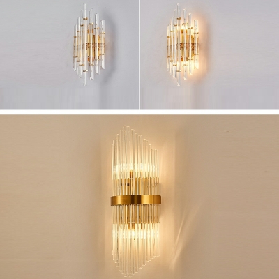 Beige Circular Frame Wall Mounted Lighting Modern Style Crystal 2 Lights Wall Sconce Lights