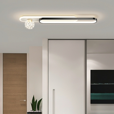 Black Oval Flush Light Fixtures Modern Style Glass 4 Lights Flush Ceiling Lights