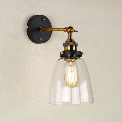 Clear Glass Shade Wall Sconce Lighting Single Bulb Sconce Light Fixture