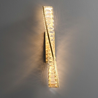 Curved Wall Lighting Modern Style Crystal 1-Light Ceiling Sconce Light in Gold