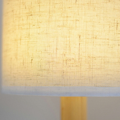 Fabric Shade Table Lamp Wooden Single Head Table Lighting