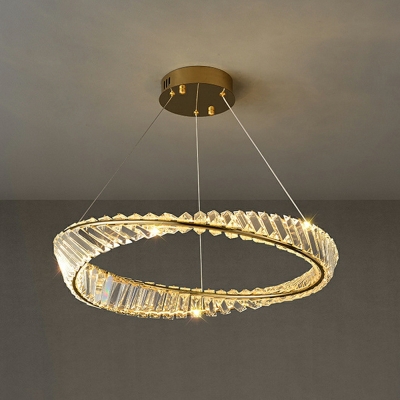 Gold Twisted Hanging Chandelier Modern Style Crystal 1 Light Chandelier Light
