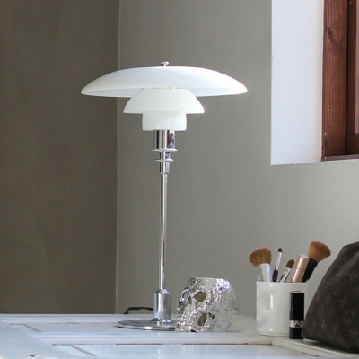 Metal Table Lamp Single Bulb with Glass Shade Table Lighting