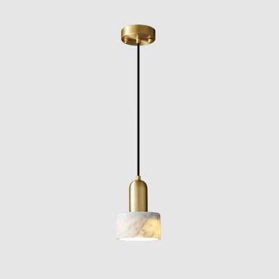 Nordic Minimalist Creative Marble Hanging Lamp Copper Single Pendant for Bedroom