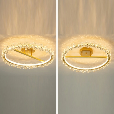 Semi Flush Mount Light Fixture LED Crystal Semi Flush Chandelier for Bedroom