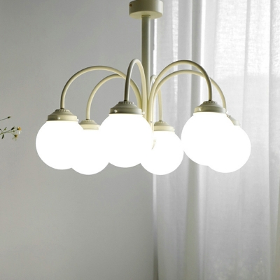 White Glass Chandelier Lighting Fixtures Industrial Vintage Suspension Light for Living Room