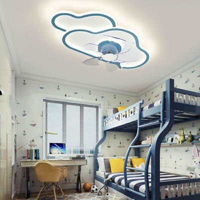 Yellow Cloud Flush Mount Ceiling Fixture Kid's Style Metal 2 Lights Flush Light