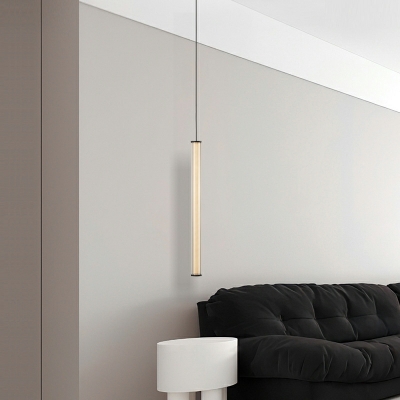 1-Light Hanging Ceiling Lights Contemporary Style Tube Shape Metal Pendant Light Fixture