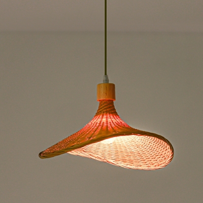 1 Light Pendant Lighting Bamboo Weaving Hanging Lamp for Dining Room