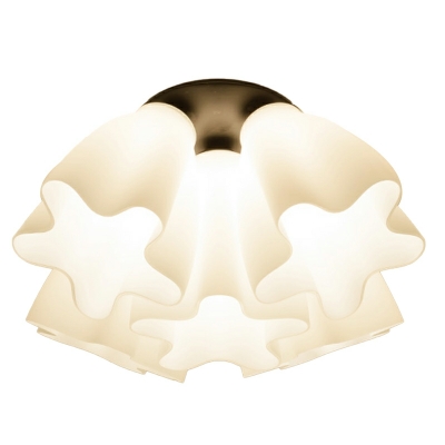 3-Light Flush Light Fixtures Minimalism Style Flower Shape Glass Ceiling Mounted Lights