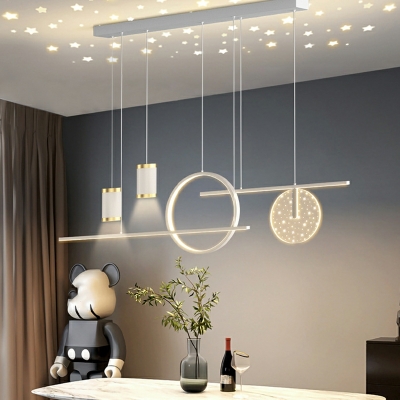 6-Light Island Lighting Contemporary Style Cylinder Shape Metal Ceiling Lights