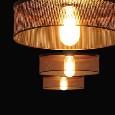 Art Deco Geometric Light Pendant Metal Wire Cage Lamp Shade