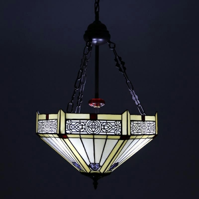 Black Lighting Chandeliers 3 Lights Geometric Tiffany Pendant Lights